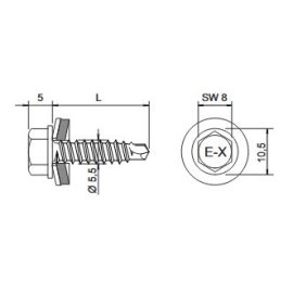 100 Stk. Bohrschrauben E-X BOHR RS 16 5,5 x 22 mm