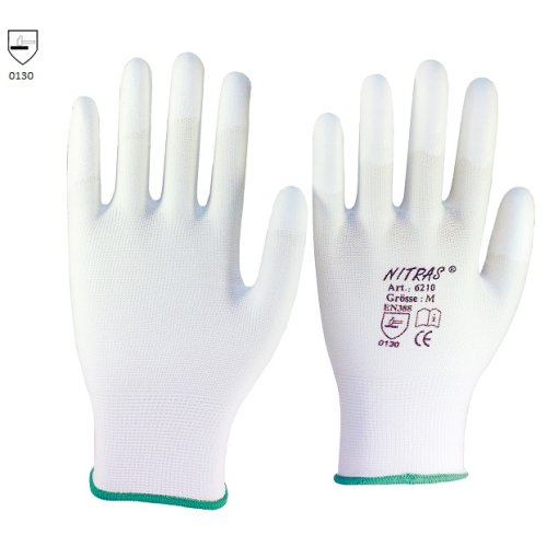 1 Paar Nylonhandschuhe -Fingerkuppen beschichtet-  NITRAS® 6210 Größe 6 (S)