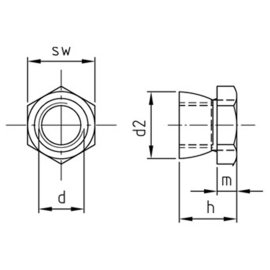 100 Stück Abreissmuttern mit Abreissmoment 45-60 Nm A2 M16