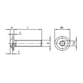 200 Stück Linsenflanschschrauben ISO 7380-2 A2 Torx M5 x 45