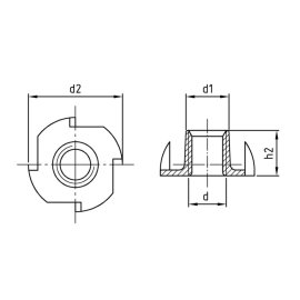 100 Stück Einschlagmuttern Edelstahl M12x13