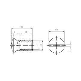 100 Stück Hülsenmuttern Linsensenkkopf Edelstahl M 6 x 15 mm