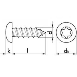 200 Stück Linsenblechschrauben ISO 14585 A2 Torx 6,3 x 80