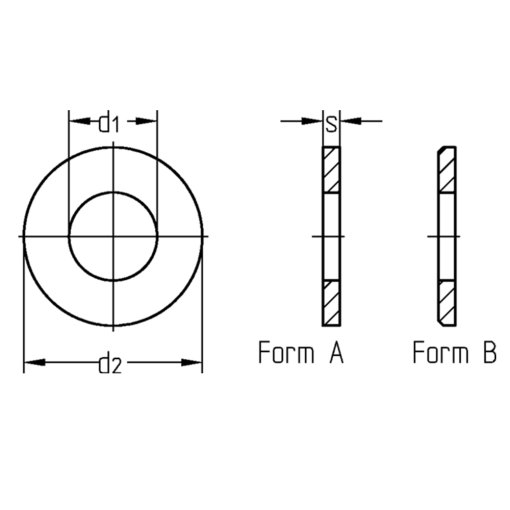 DIN 125 A2 Form A 6,4x12x1,6 mm für M 6 - Unterlegscheiben ohne Fase