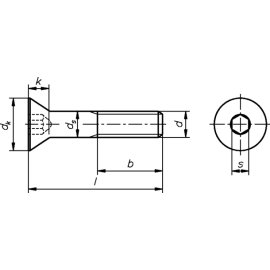 500 Stück Senkschrauben mit Innensechskant DIN 7991 8.8 blank M4 x 16