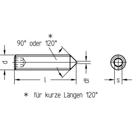 200 Stück Gewindestifte DIN 914 blank mit Spitze M3 x 3