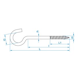 100 Stück Gebogener Schraubhaken mit Holzgewinde galv. verzinkt 20 mm