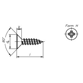 1000 Stück Blechschrauben DIN 7982 Edelstahl A2 mit Kreuzschlitz 3,9 x 16 mm