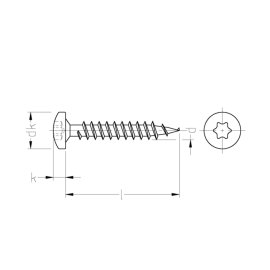 100 Stk. Spanplattenschrauben Pan-Head Torx 6 x100 mm