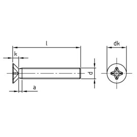 1000 Stk. Senkkopfschrauben DIN 965 Edelstahl A2 Phillips M2 x 6