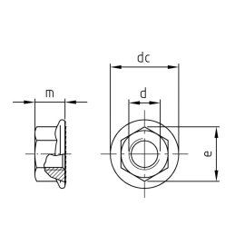 Sperrzahnmuttern DIN 6923 A2 mit Flansch