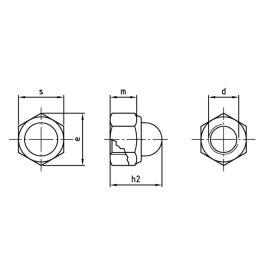 100 Stk. Sicherungs-Hutmuttern DIN 986 A2 M10