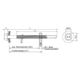 Bohrschrauben E-X BOHR 5 Dichtscheibe Ø 16mm