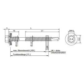 Sandwich-Schrauben Metall E-X BOHR 3 HT 16