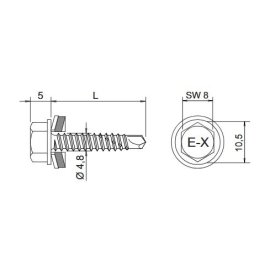 100 Stk. Bohrschrauben E-X BOHR 2 14 4,8 x 25 mm